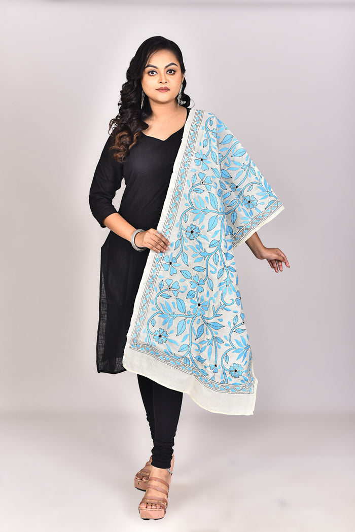 Women's Tussar Silk Kantha Dupatta