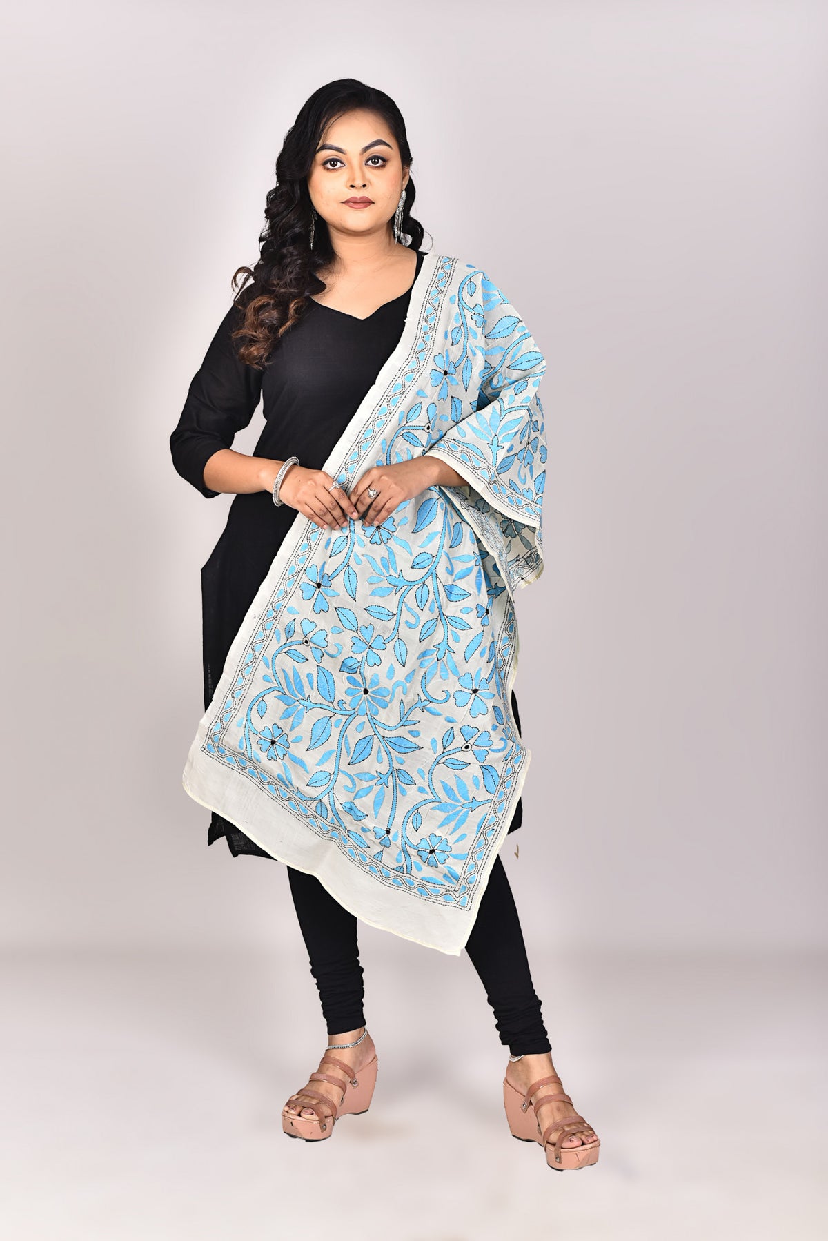 Women's Tussar Silk Kantha Dupatta