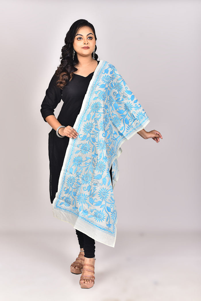 Women's Tussar Silk Kantha Dupatta