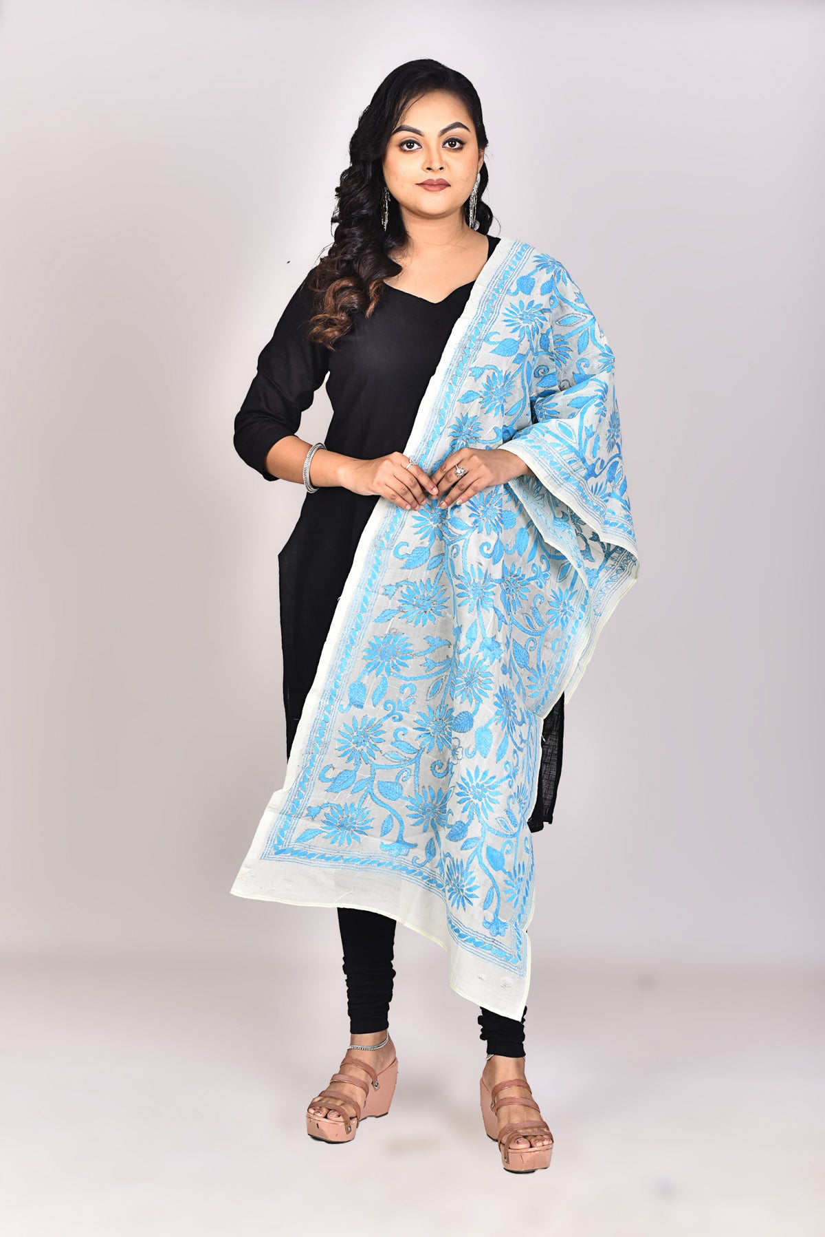 Women's Tussar Silk Kantha Dupatta