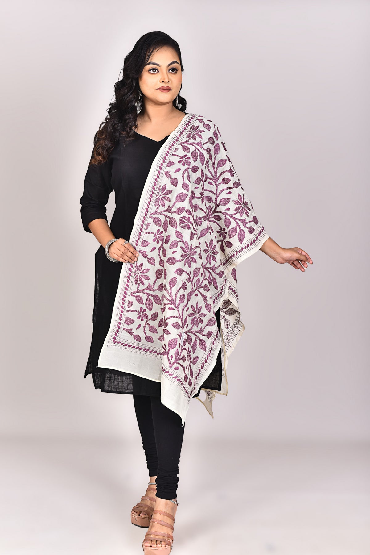 Women's Tussar Silk Kantha Dupatta