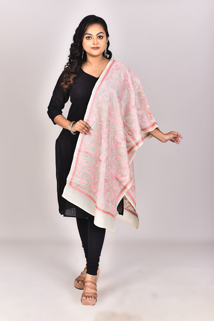 Women's Tussar Silk Kantha Dupatta
