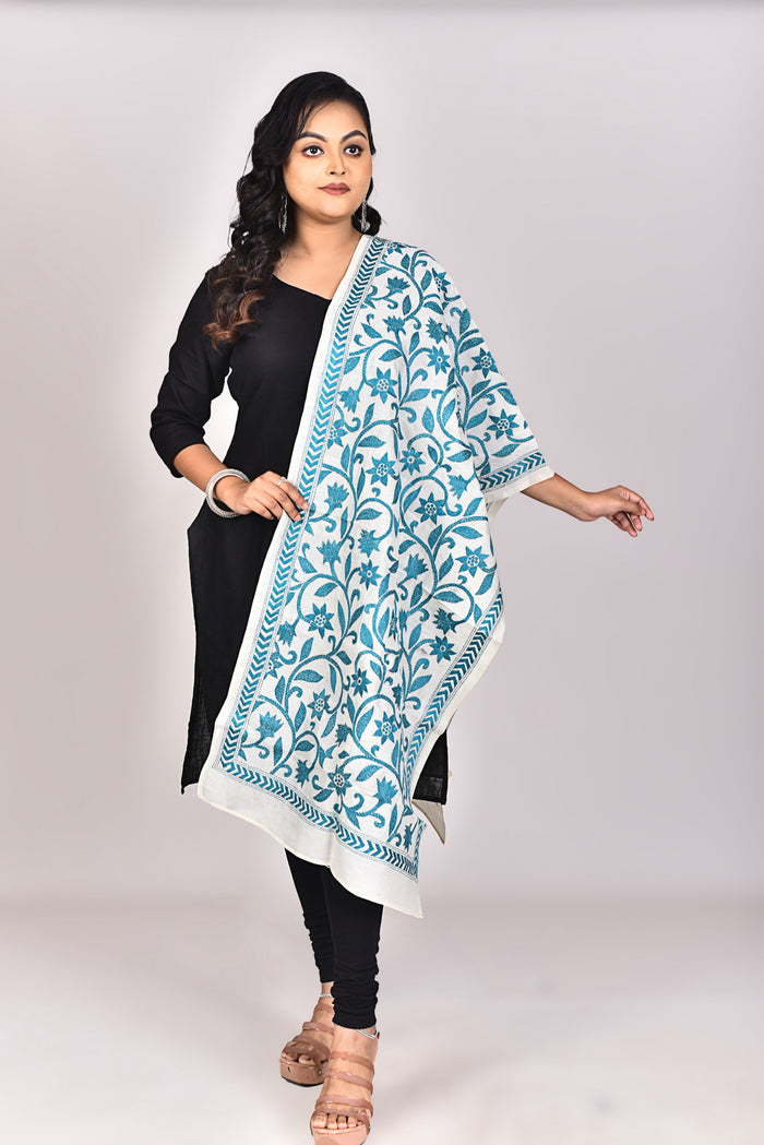 Women's Tussar Silk Kantha Dupatta
