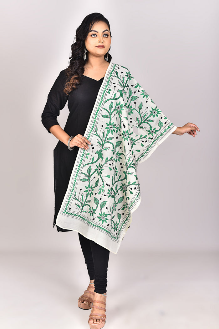 Women's Tussar Silk Kantha Dupatta