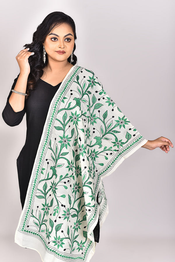 Women's Tussar Silk Kantha Dupatta