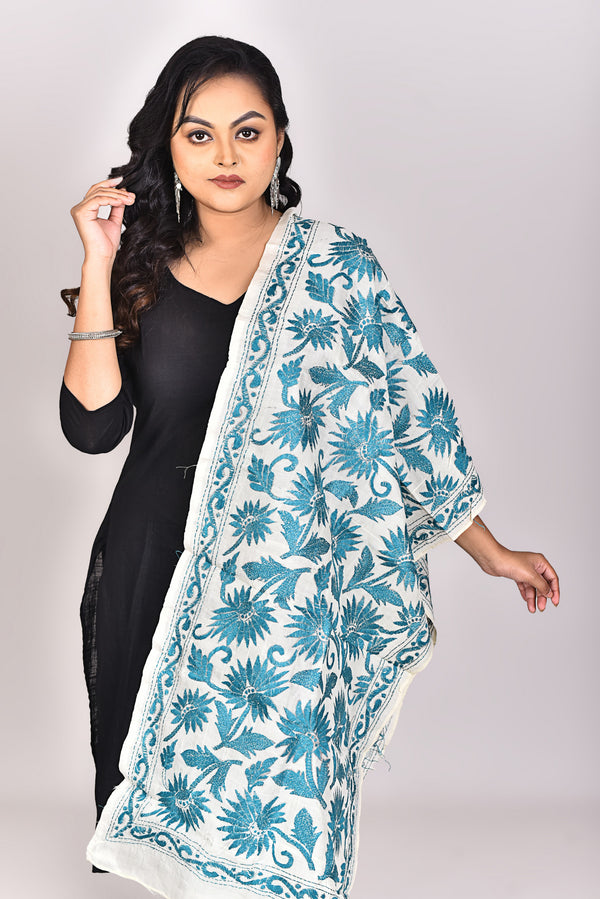 Women's Tussar Silk Kantha Dupatta