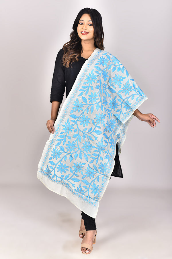 Women's Tussar Silk Kantha Dupatta