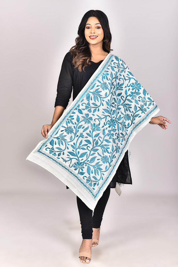 Women's Tussar Silk Kantha Dupatta