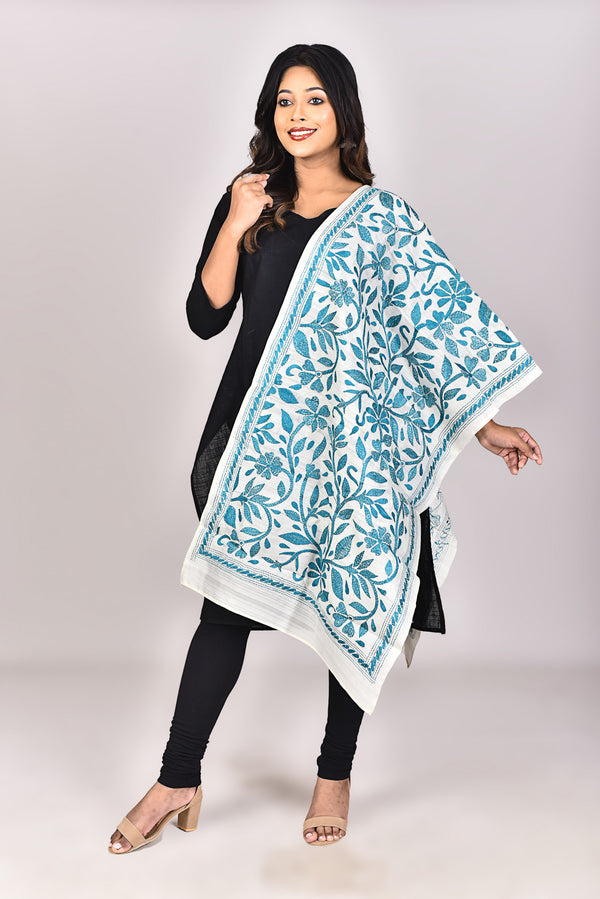 Women's Tussar Silk Kantha Dupatta