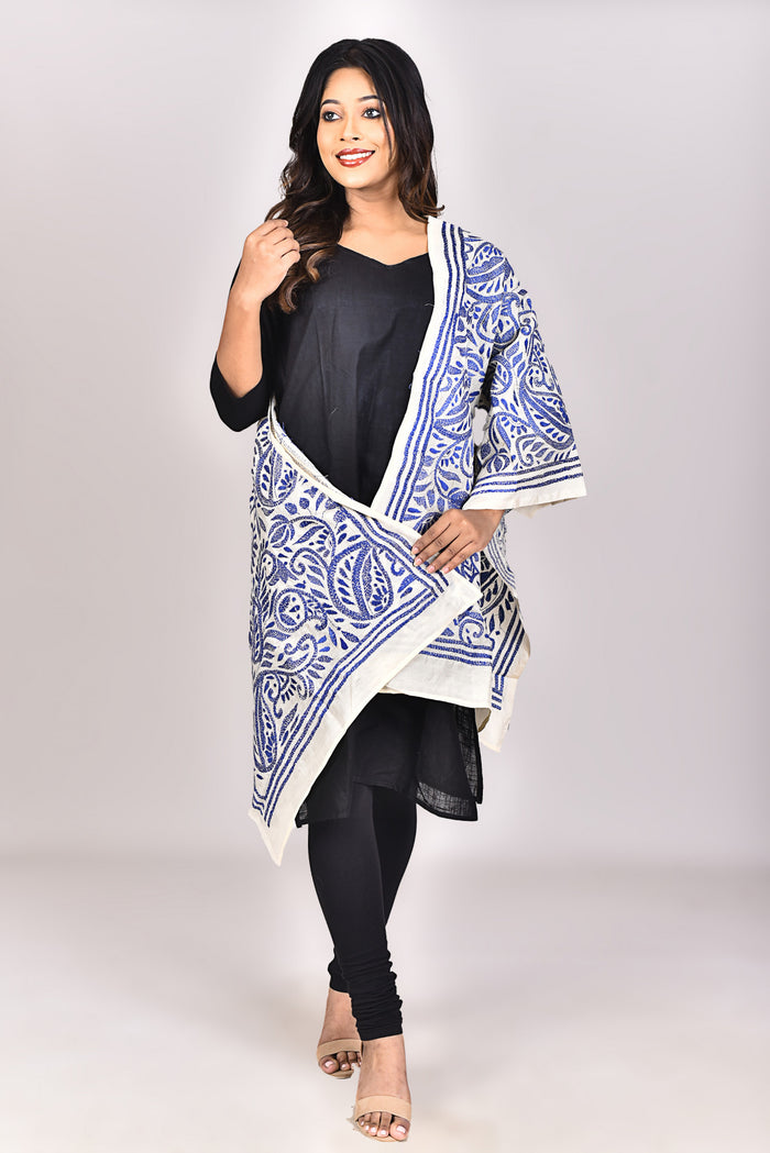 Women's Tussar Silk Kantha Dupatta