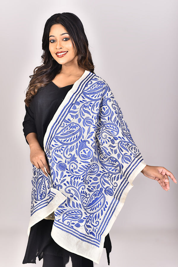 Women's Tussar Silk Kantha Dupatta