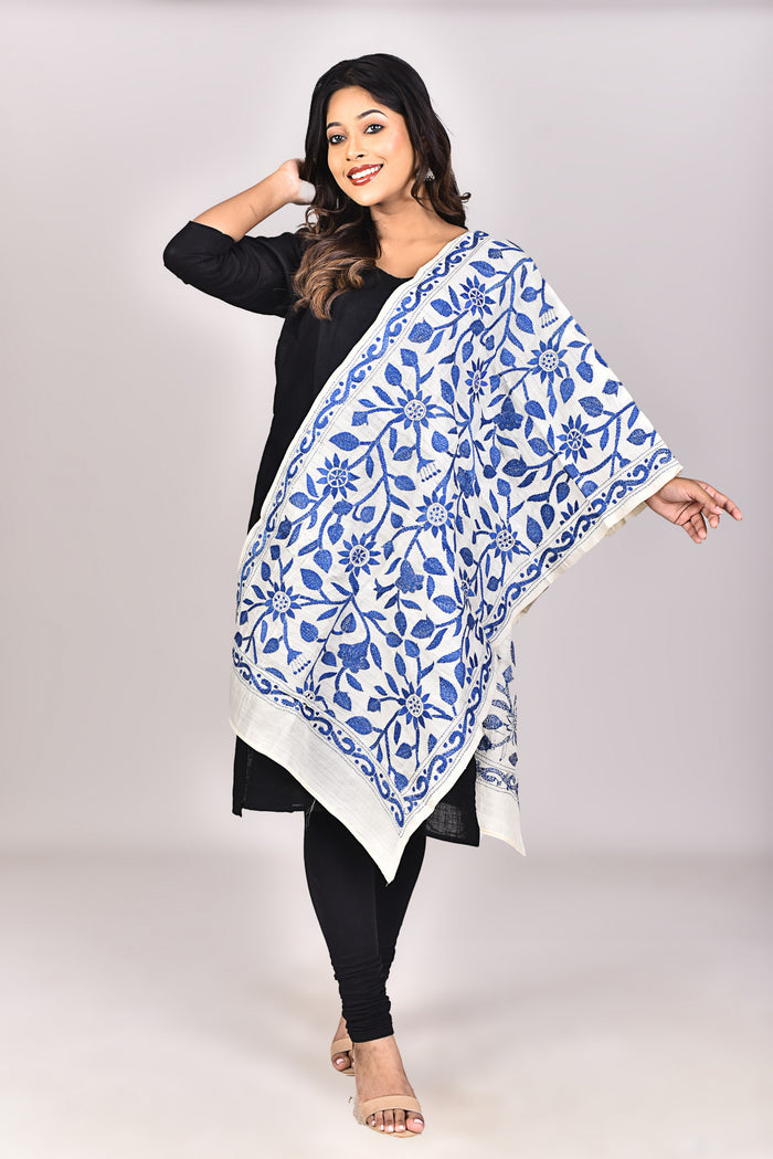 Women's Tussar Silk Kantha Dupatta