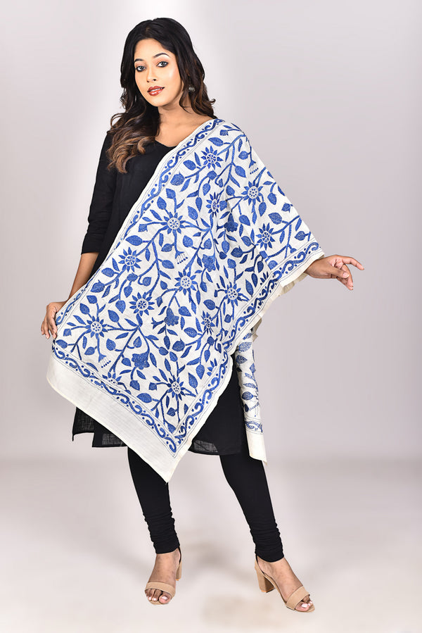 Women's Tussar Silk Kantha Dupatta