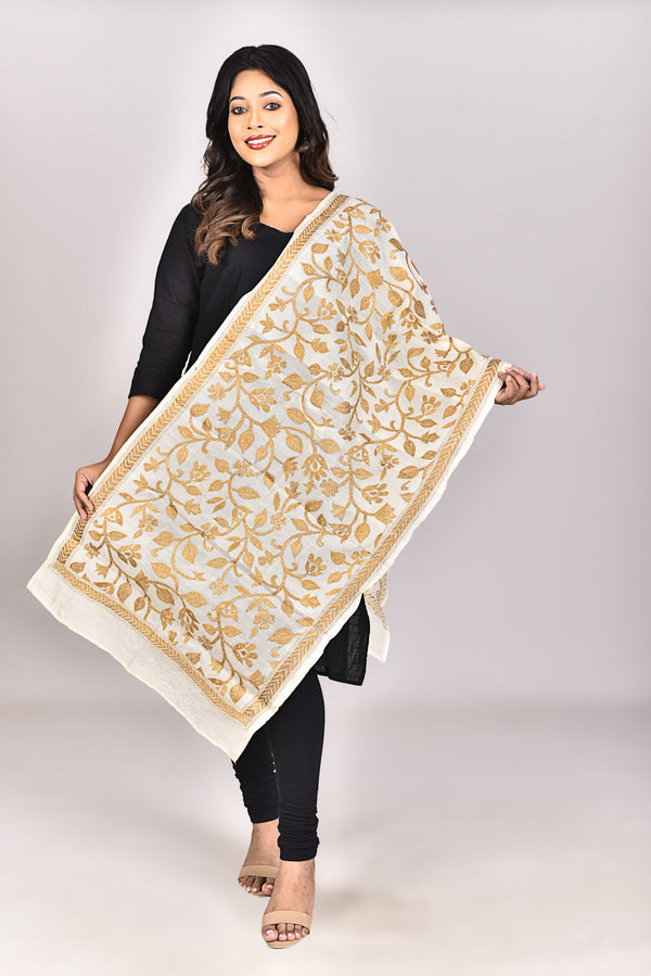 Women's Tussar Silk Kantha Dupatta