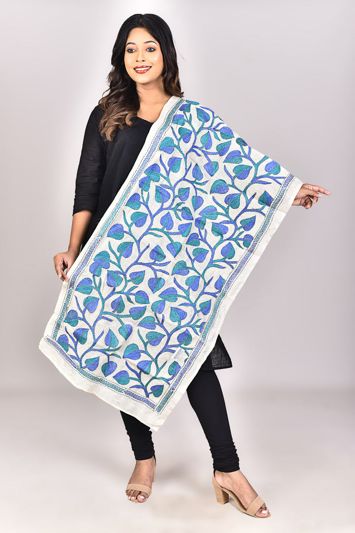Women's Tussar Silk Kantha Dupatta