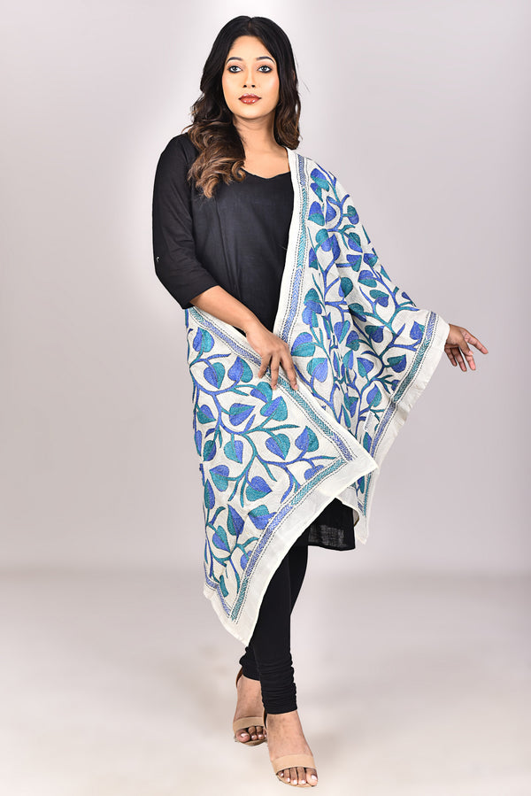 Women's Tussar Silk Kantha Dupatta