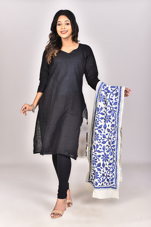 Women's Tussar Silk Kantha Dupatta