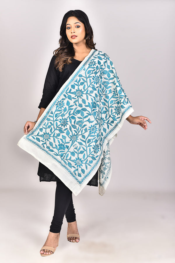 Women's Tussar Silk Kantha Dupatta