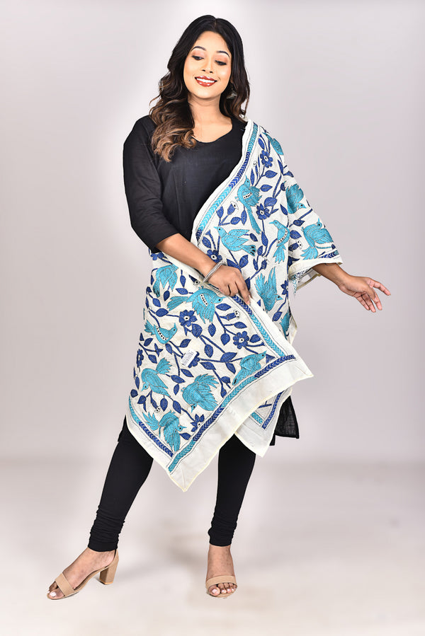 Women's Tussar Silk Kantha Dupatta