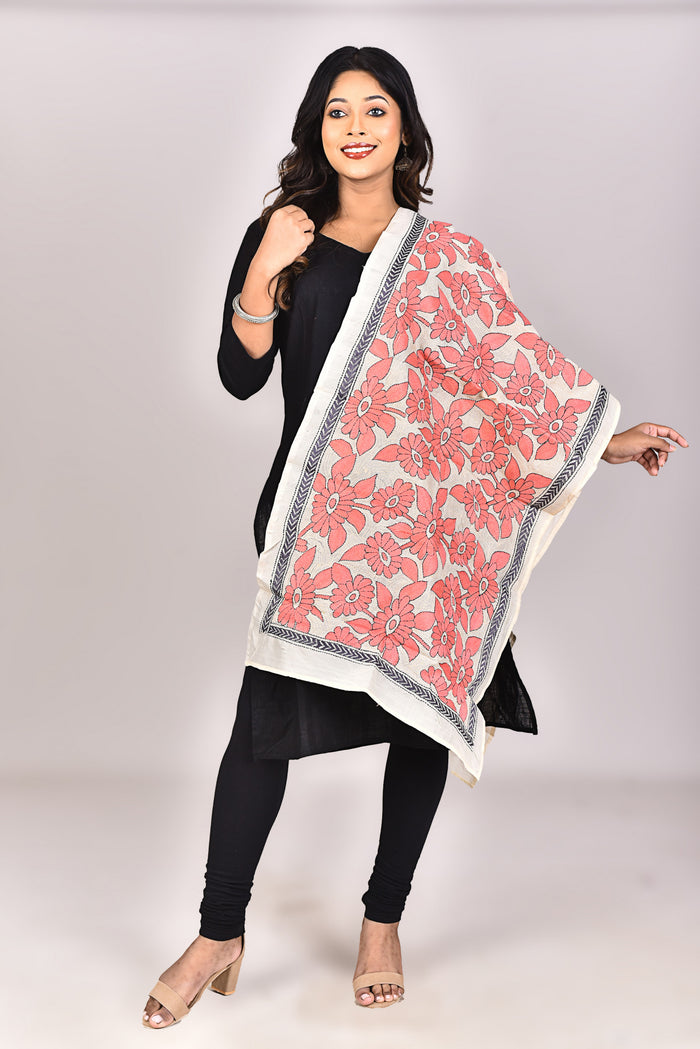 Women's Tussar Silk Kantha Dupatta
