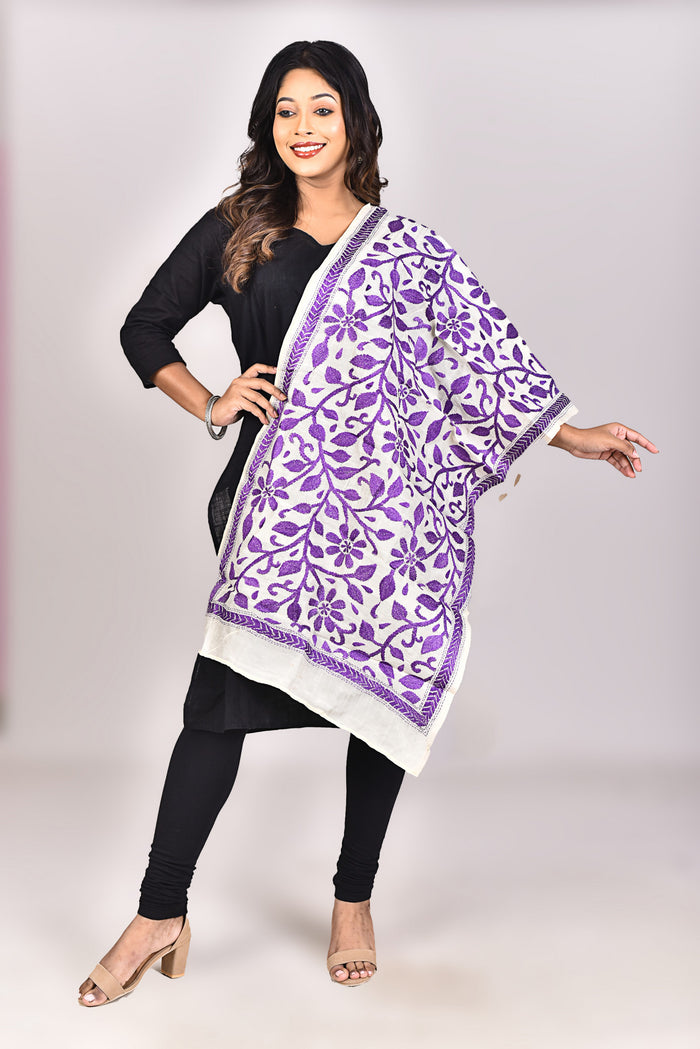 Women's Tussar Silk Kantha Dupatta