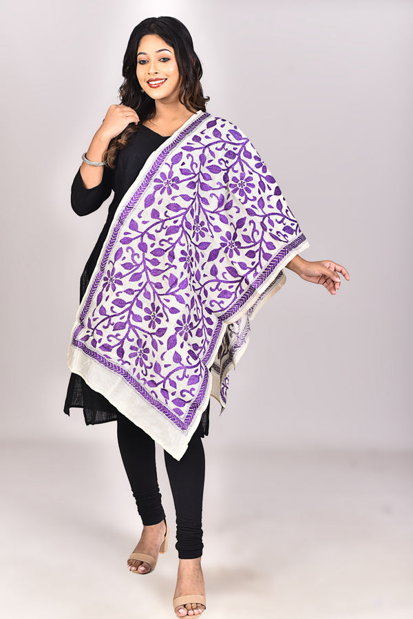 Women's Tussar Silk Kantha Dupatta