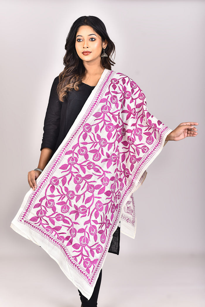 Women's Tussar Silk Kantha Dupatta