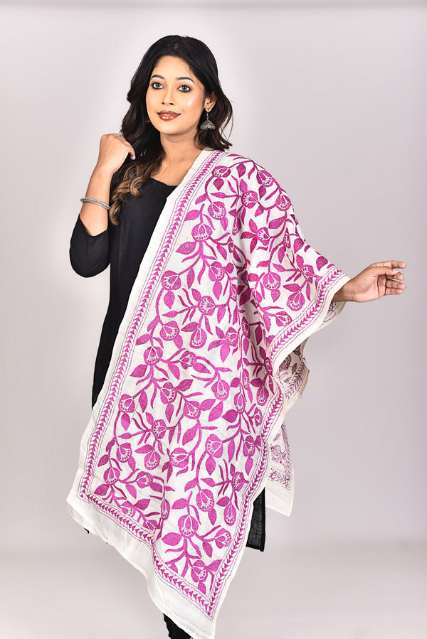 Women's Tussar Silk Kantha Dupatta