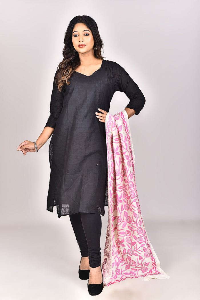 Women's Tussar Silk Kantha Dupatta