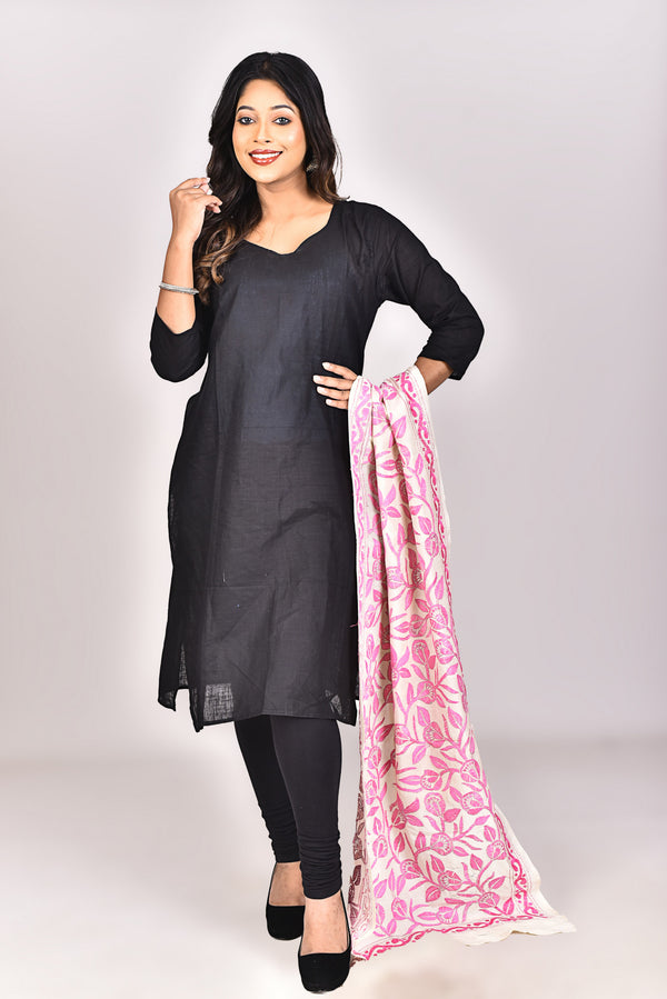Women's Tussar Silk Kantha Dupatta
