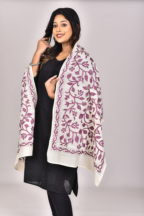 Women's Tussar Silk Kantha Dupatta