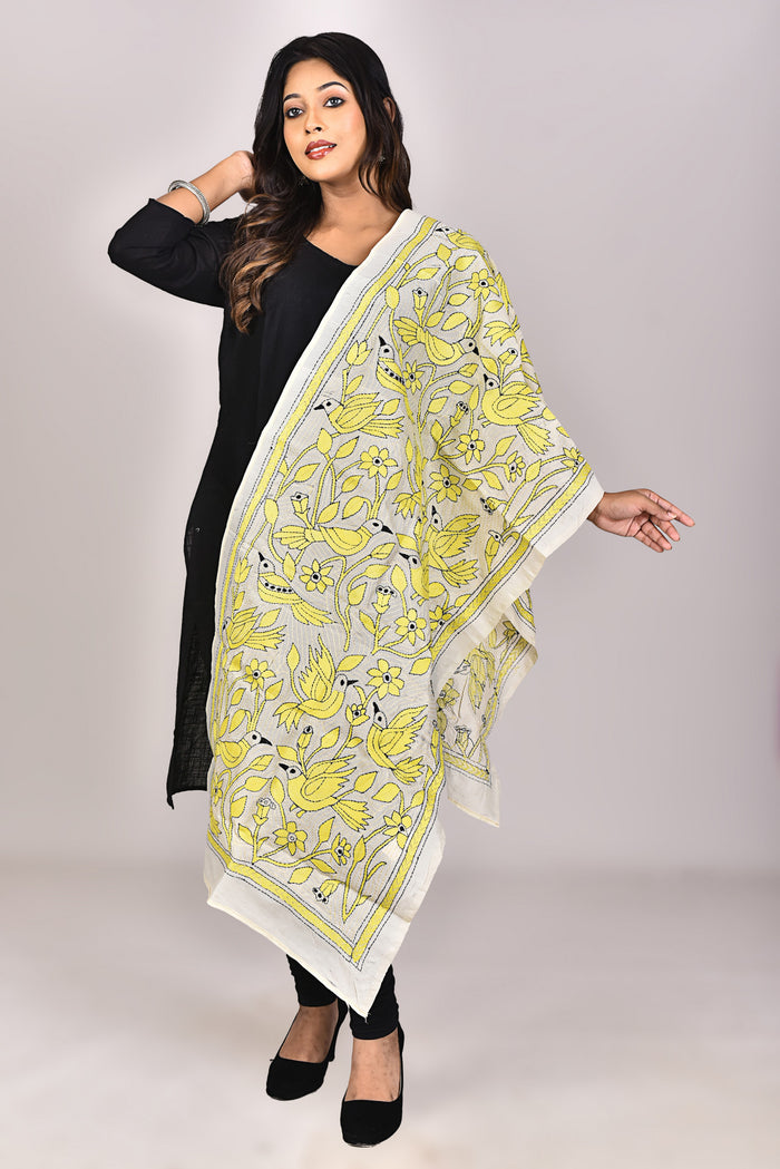 Women's Tussar Silk Kantha Dupatta