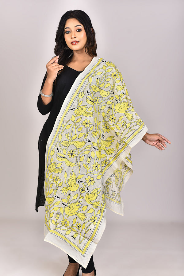 Women's Tussar Silk Kantha Dupatta