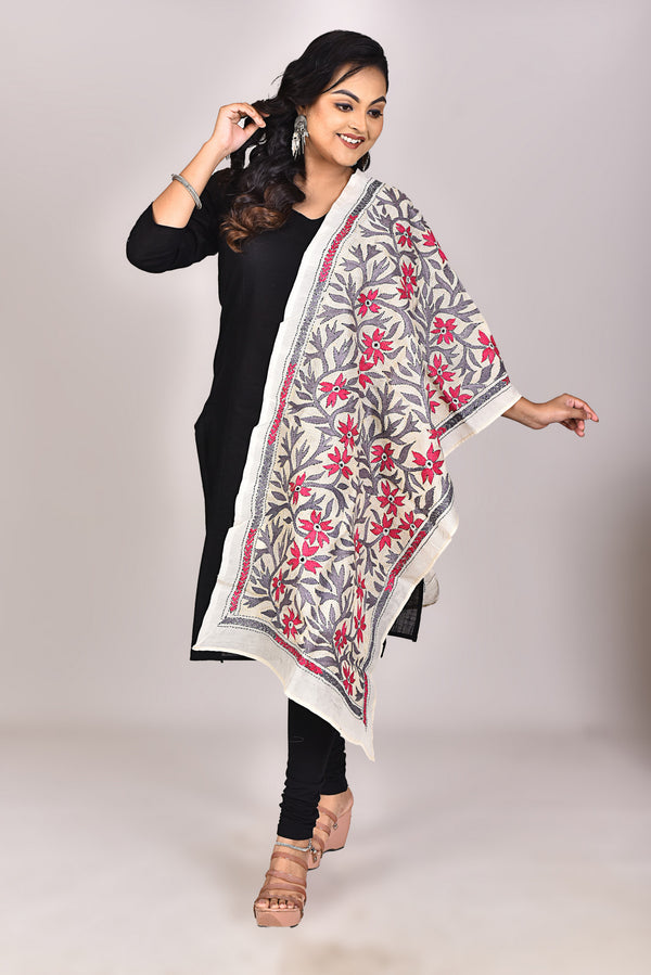Women's Tussar Silk Kantha Dupatta