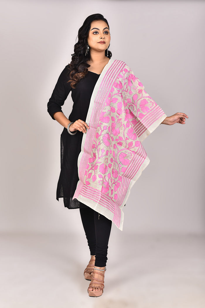 Women's Tussar Silk Kantha Dupatta