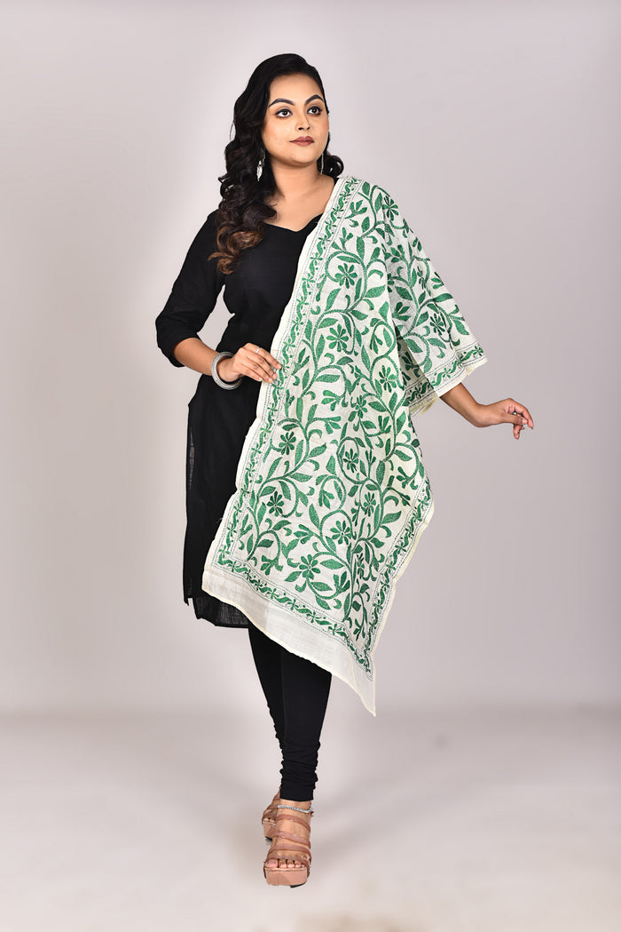 Women's Tussar Silk Kantha Dupatta