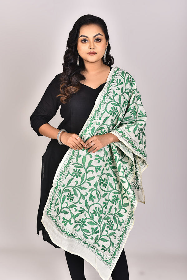 Women's Tussar Silk Kantha Dupatta