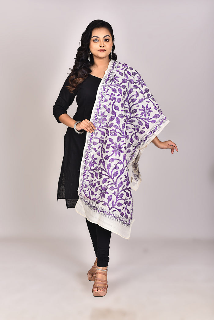 Women's Tussar Silk Kantha Dupatta