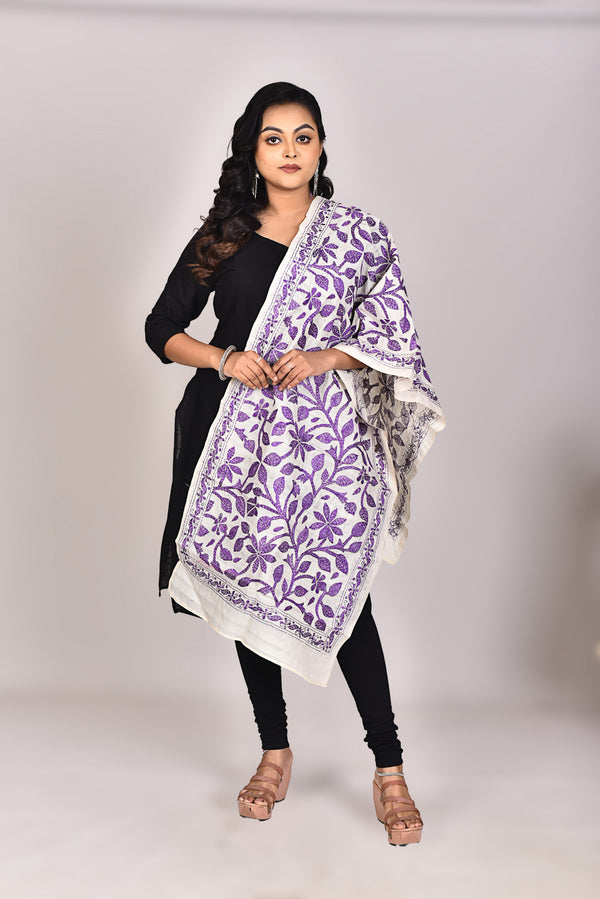 Women's Tussar Silk Kantha Dupatta