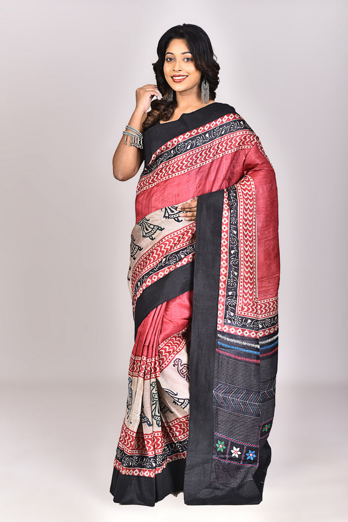 Women's Tussar Silk Lambani Saree With Blouse Piece