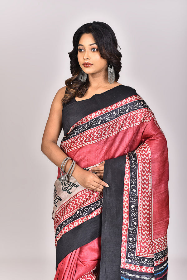 Women's Tussar Silk Lambani Saree With Blouse Piece