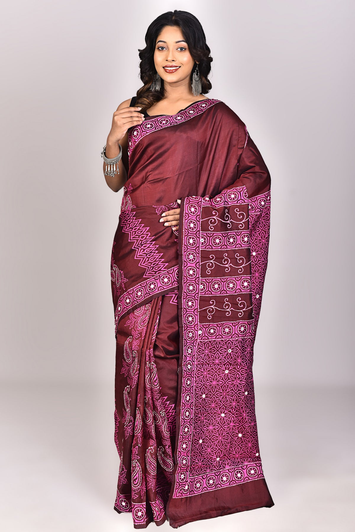 Women's Katan Silk Lambani Saree With Blouse Piece