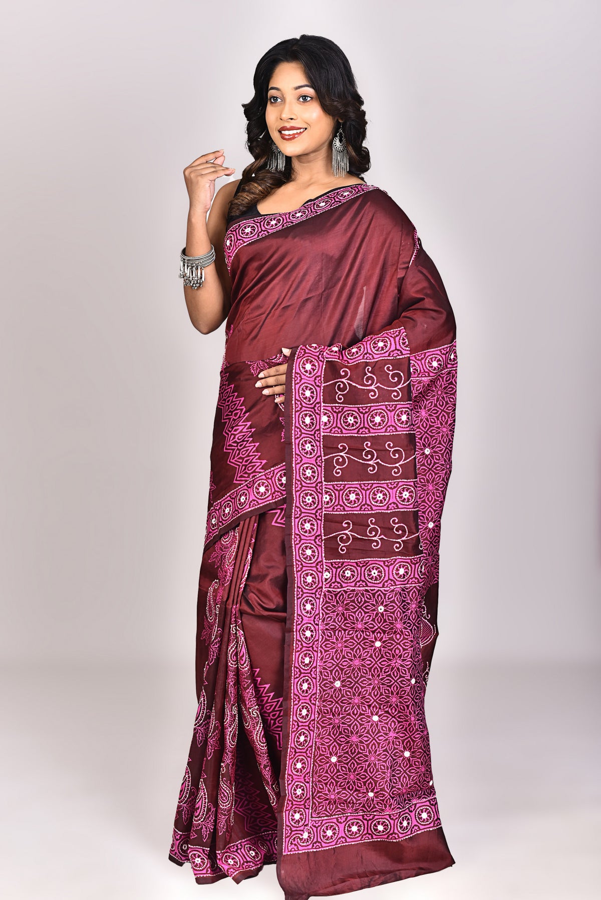 Women's Katan Silk Lambani Saree With Blouse Piece