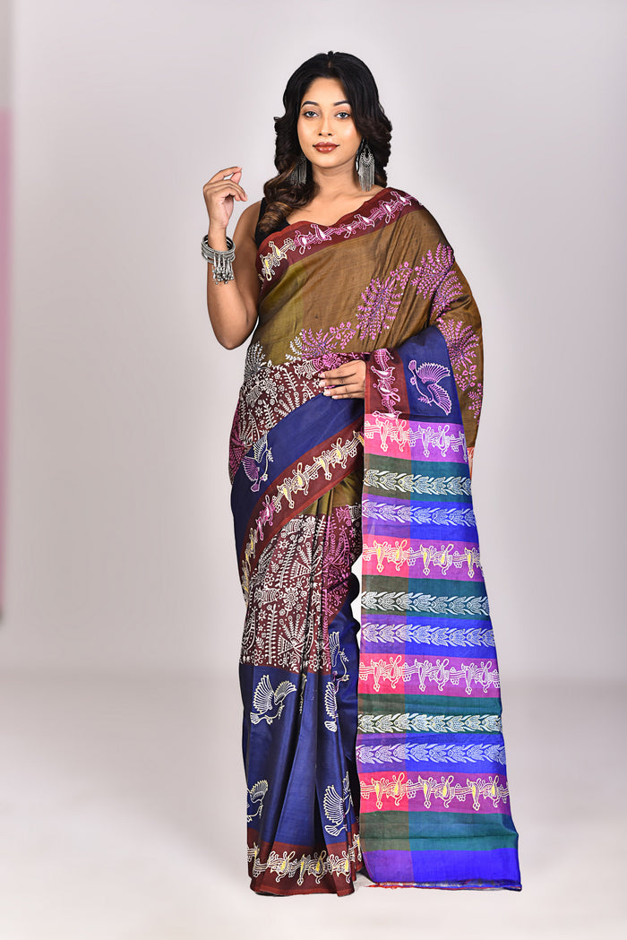 Women's Women's Katan Silk Lambani Saree With Blouse Piece With Blouse Piece