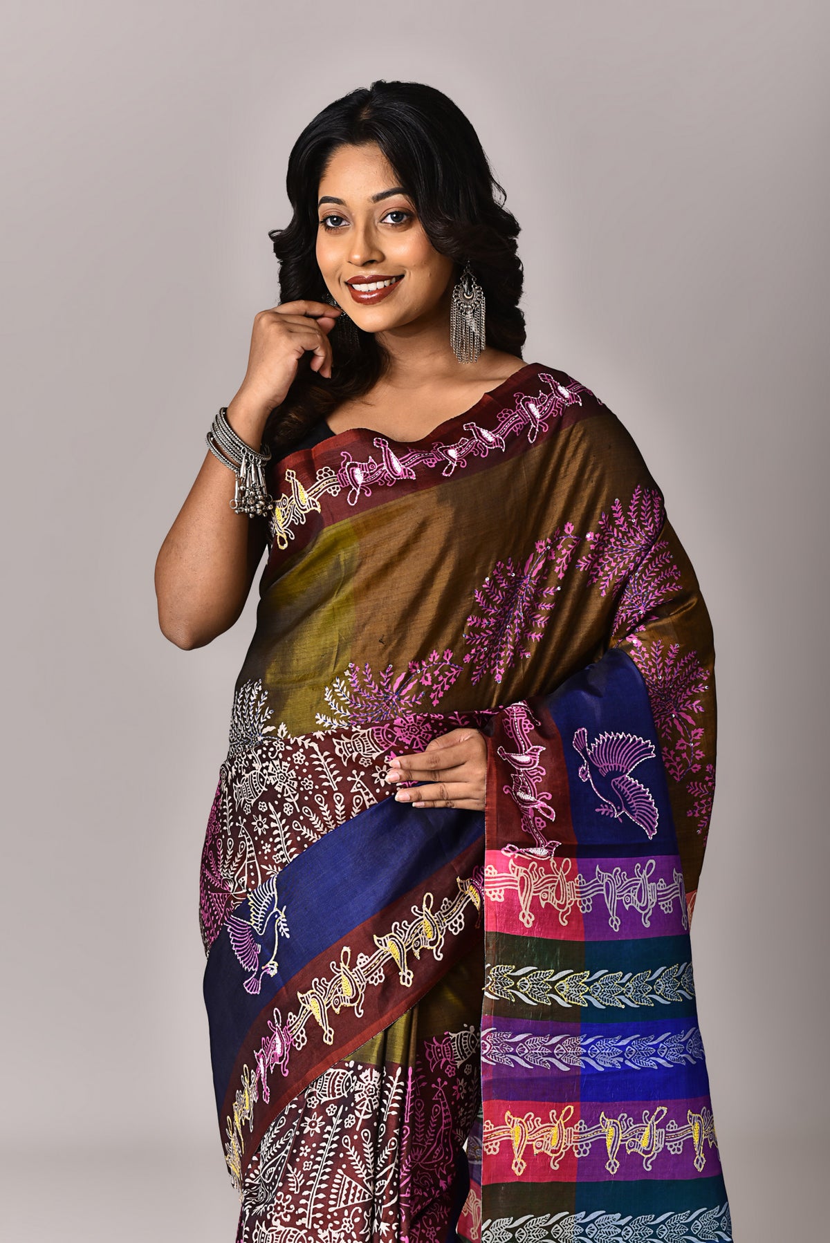Women's Women's Katan Silk Lambani Saree With Blouse Piece With Blouse Piece