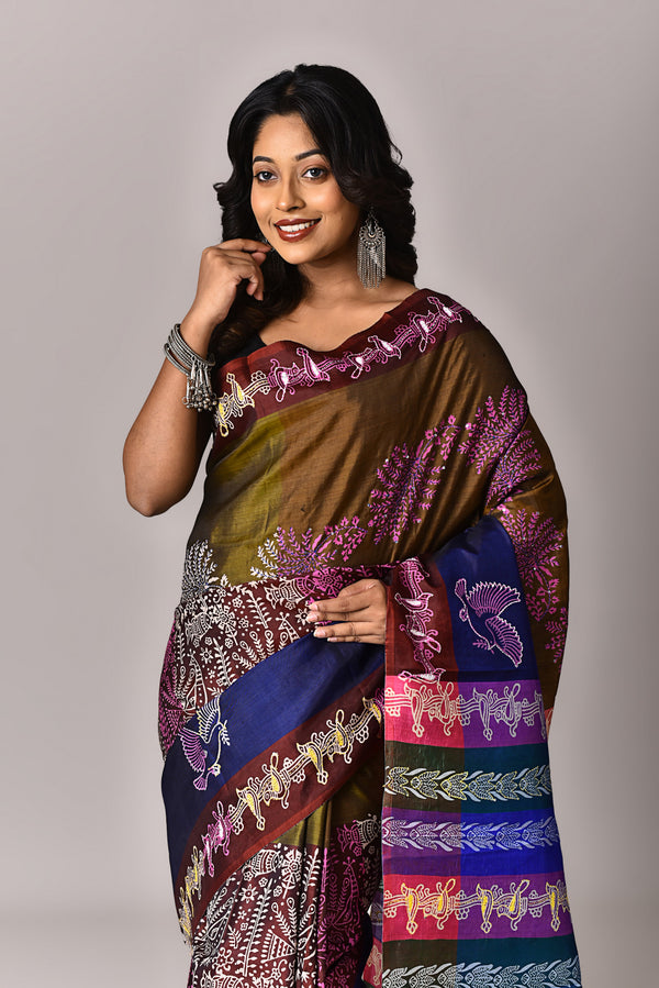 Women's Women's Katan Silk Lambani Saree With Blouse Piece With Blouse Piece