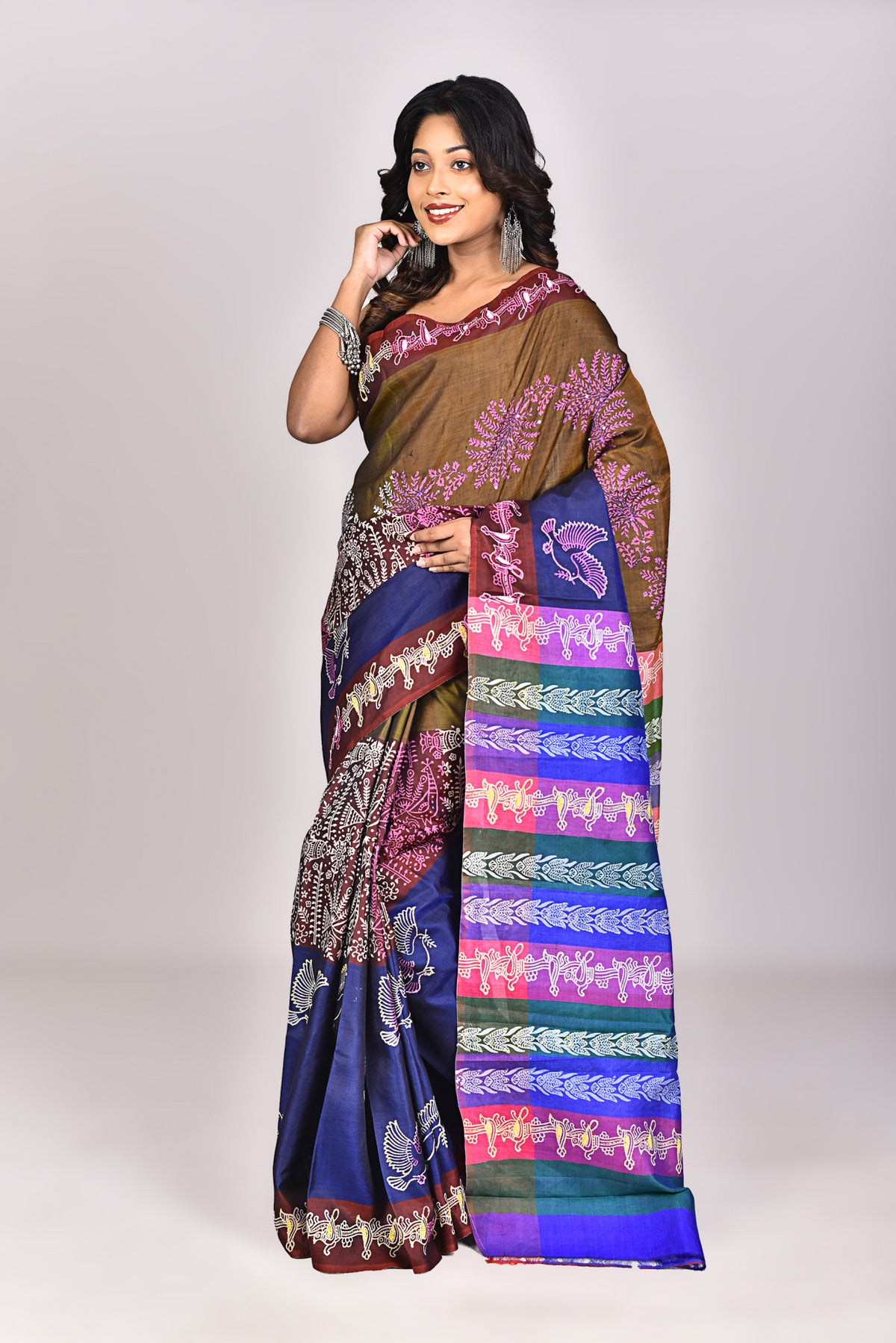 Women's Women's Katan Silk Lambani Saree With Blouse Piece With Blouse Piece