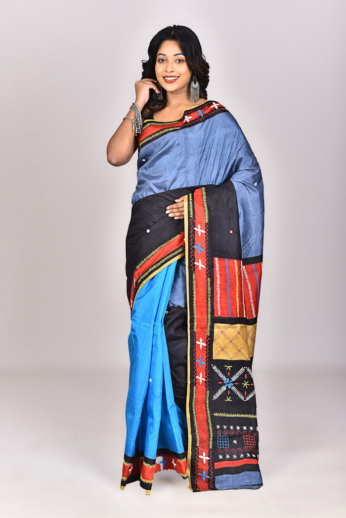 Women's Women's Katan Silk Lambani Saree With Blouse Piece With Blouse Piece