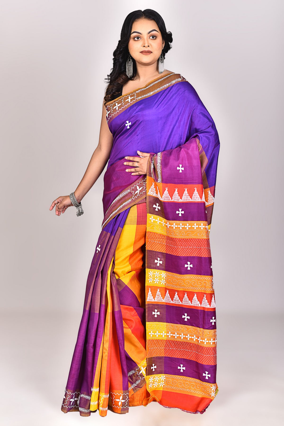 Women's Women's Katan Silk Lambani Saree With Blouse Piece With Blouse Piece