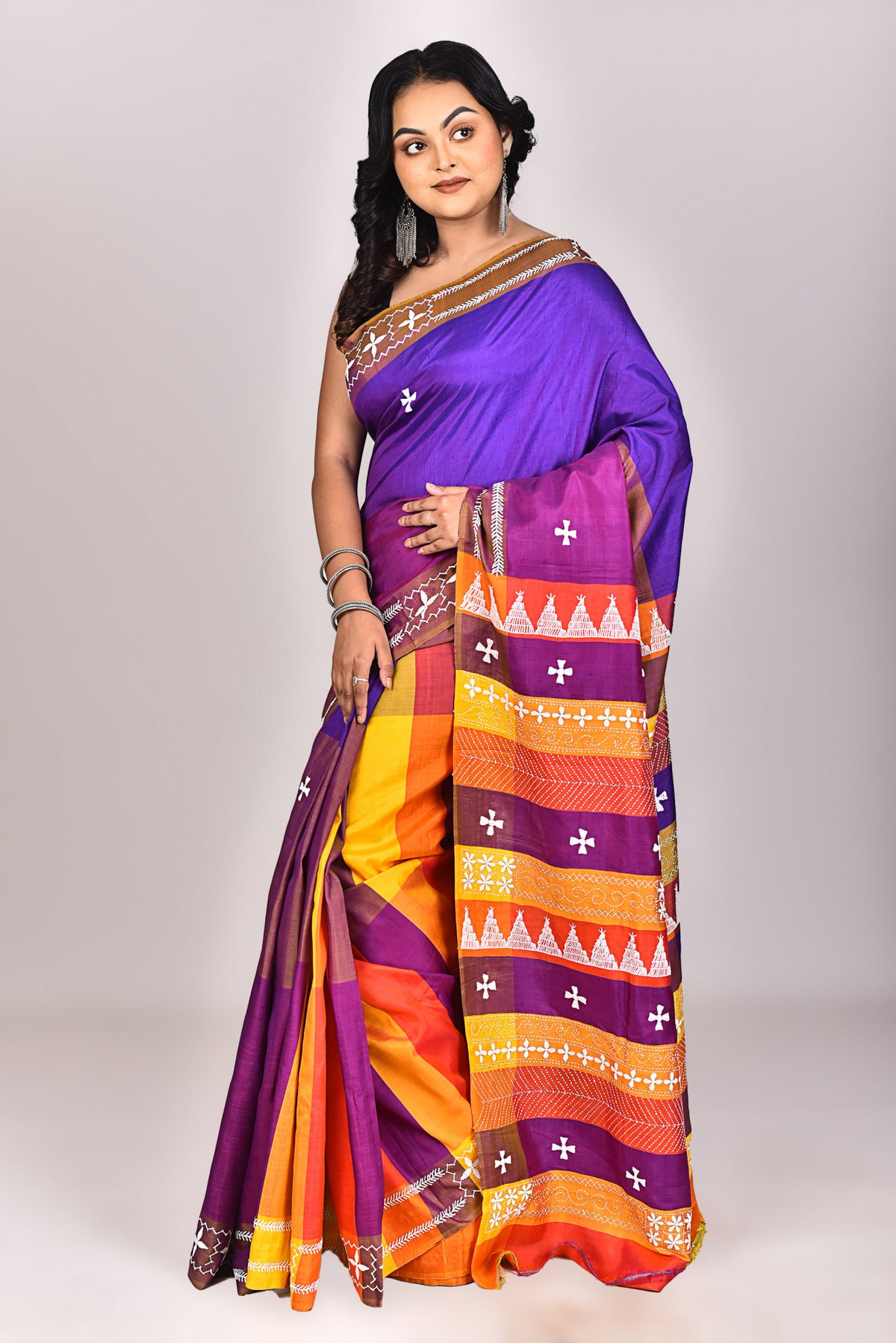 Women's Women's Katan Silk Lambani Saree With Blouse Piece With Blouse Piece